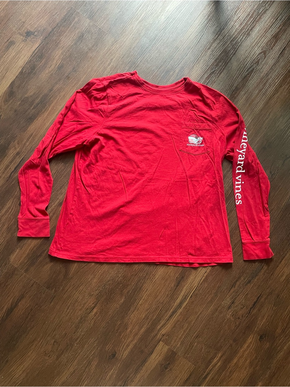 NWOT Vineyard Vines Santa Whale Red Youth XXL Christmas Long Sleeve Shirt Tee